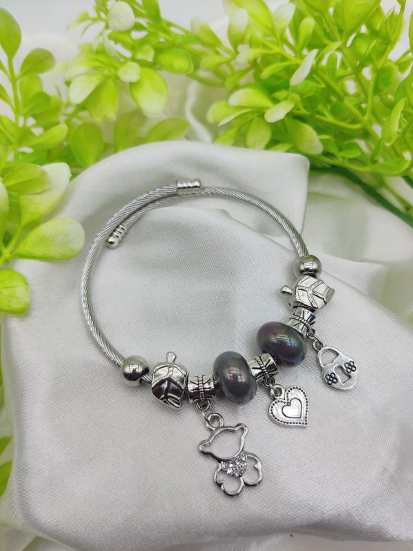 Imported Pandora Charm Bracelet With Elegant Pearl Accents And Cute Charms