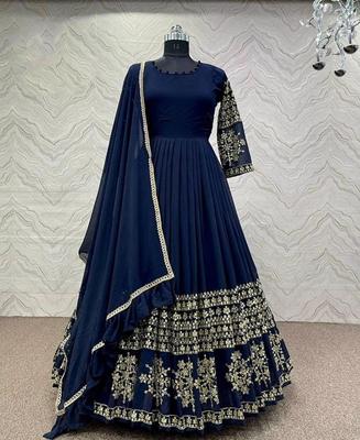 3 Pcs Women's Stitched Shamoz Silk Embroidered Maxi - Black , Maroon , Blue