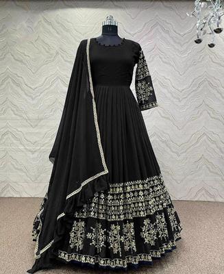 3 Pcs Women's Stitched Shamoz Silk Embroidered Maxi - Black , Maroon , Blue