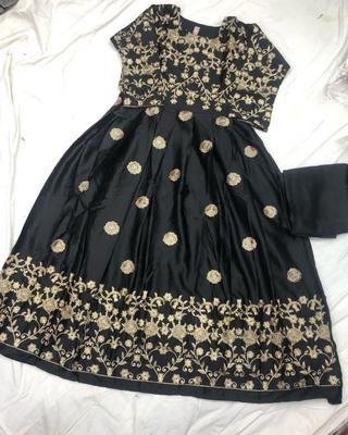 2 Pcs Women’s Stitched Shamoz Silk Zari Tilla Embroidered Maxi