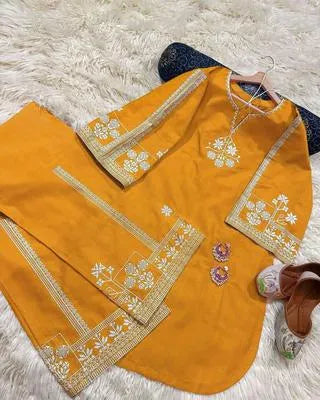 Stylish Women's Stitched Cotton Embroidered 2 Pcs Set - Round Neck Shirt & Trouser.
