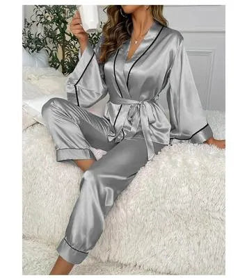 Luxurious Silk Night Suit - 2 Pcs in Elegant Blue | Women's Stitched Comfort