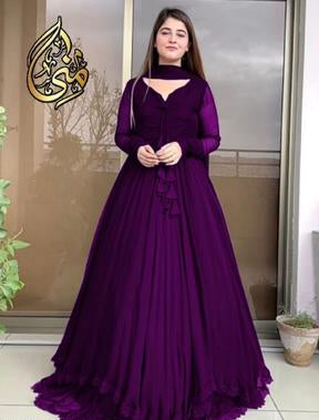 3 Pcs Women's Stitched Chiffon Plain Suit