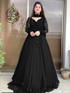 3 Pcs Women's Stitched Chiffon Plain Suit