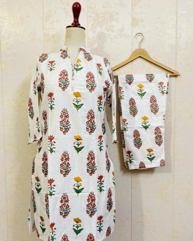 2 Pcs Women's Stitched Linen Block Printed Suit