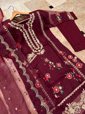Women’s Stitched Organza Embroidered Suit