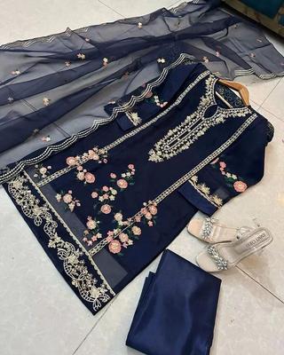 Women’s Stitched Organza Embroidered Suit