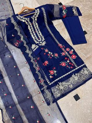 Women’s Stitched Organza Embroidered Suit