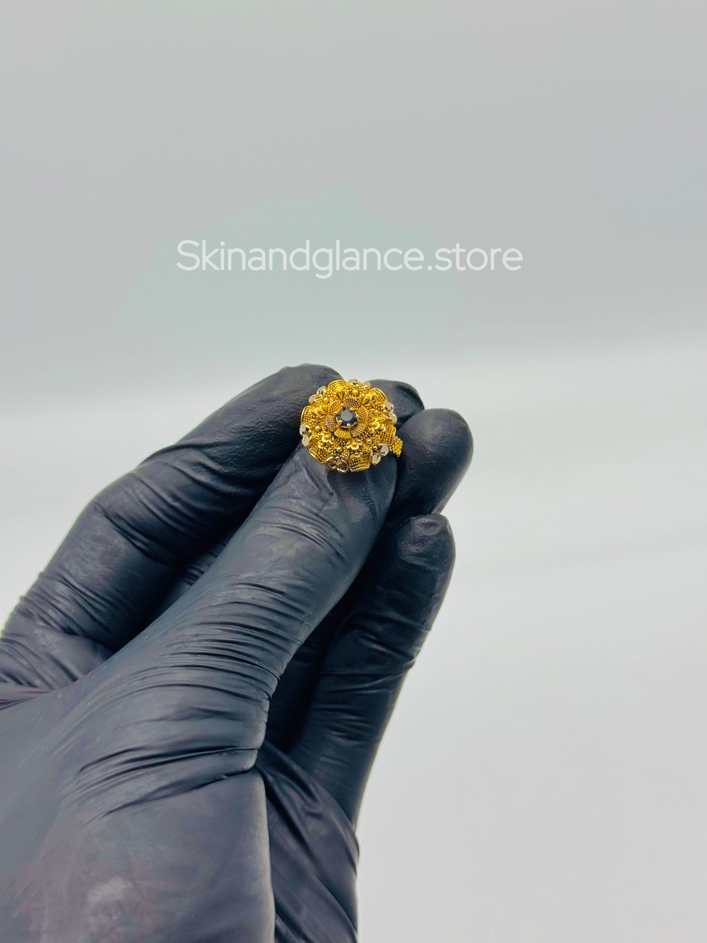 24K Gold-Plated Rings – Everyday Elegance with black dimond