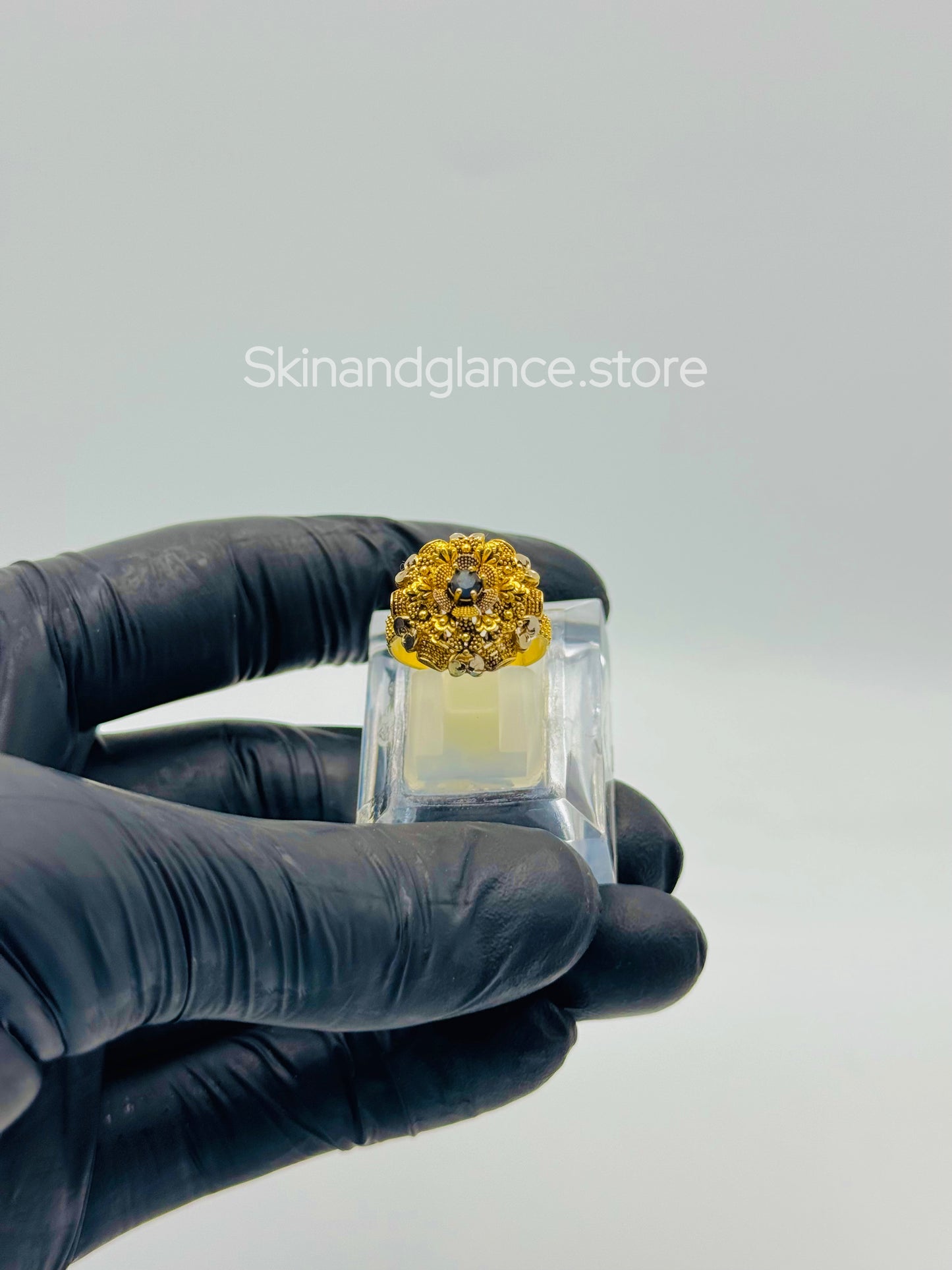 24K Gold-Plated Rings – Everyday Elegance with black dimond