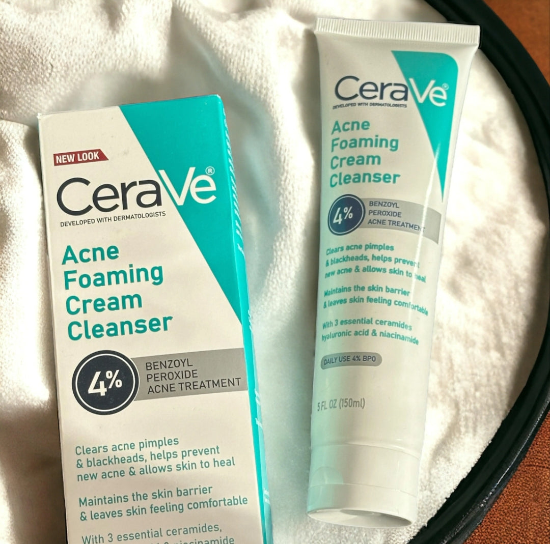 CeraVe Acne Foaming Cream Cleanser – 4% Benzoyl Peroxide Treatment