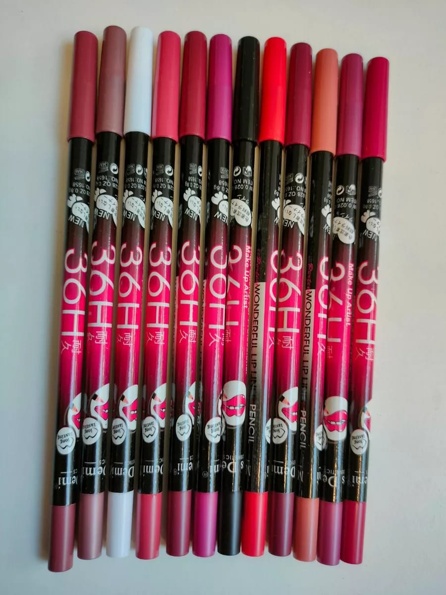 12 Pcs 36h Matte Finish Lip Pencil Set