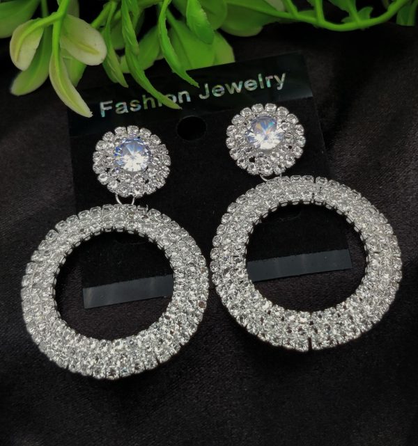 Imported Earrings In Multiple Design | Tarnish-free Diamond-shape, Heart Fringe, Long Heart Fringe, Radiant, Diamond Cascade Design Earrings| Luxury Look Artificial Earrings | Girls Earrings | Women Earrings ( Silver )