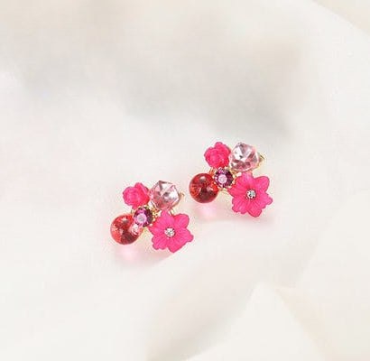Flower Crystal Korean Earrings – Elegant Women’s Fashion Jewelry In Multiple Colors (black, Blue, Red, Yellow, Green, Sky Blue, Purple, Light Pink, Dark Pink