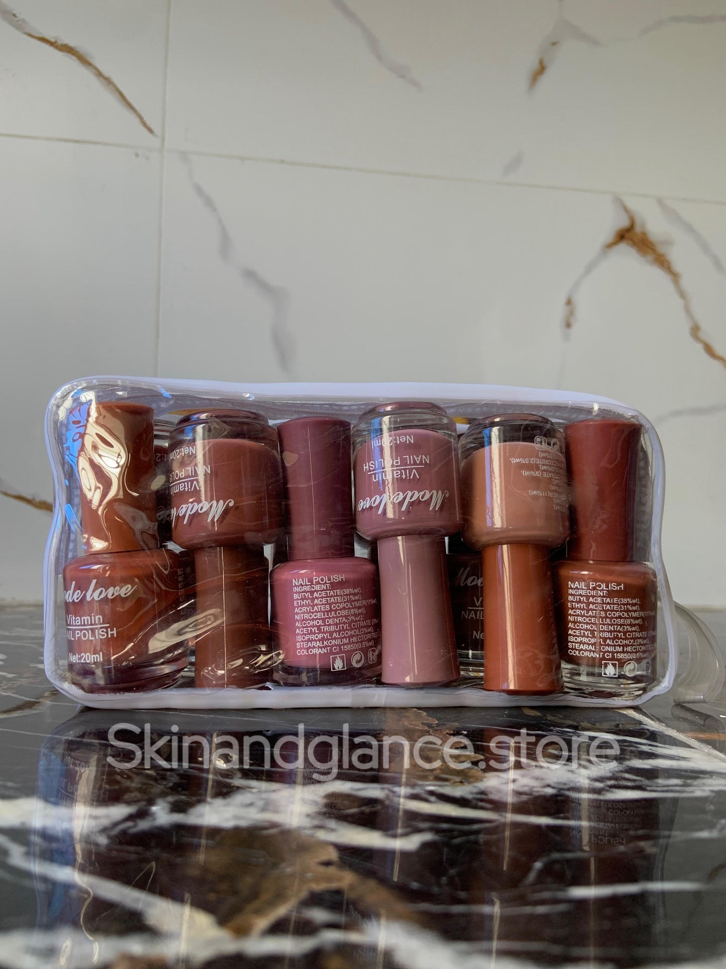 Nude nail paints set of 12 with Pouch included✨ – Long-Lasting, High-Shine Colors