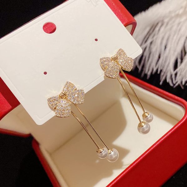 Elegant Bow Style Zircon Earings / Earring For Women