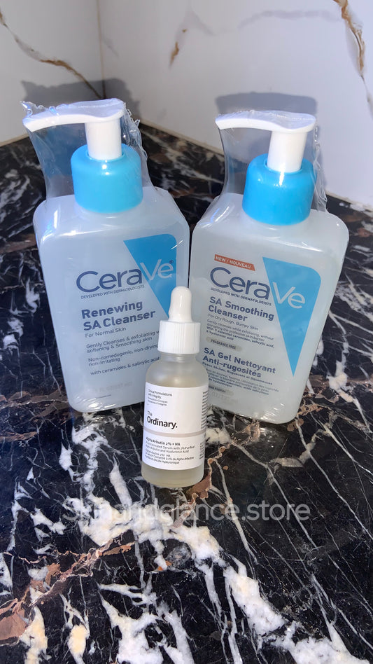 Deal Of 3 (Cerave Renewing SA Cleanser, CeraVe SA Smoothning Cleanser and The Ordinary Hyaluronic Acid 2% + B5)