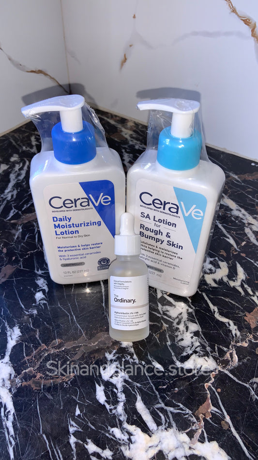 Deal Of 3 (CeraVe Daily Moisturizing Lotion, CeraVe SA Lotion and The Ordinary Alpha Arbutin 2% + HA)