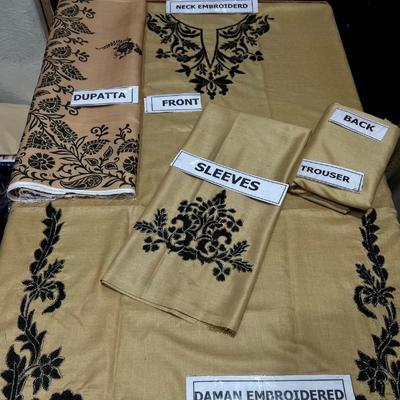 3 Pcs Women's Unstitched Dhanak Embroidered Suit