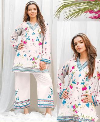 2 Pcs Women's Stitched Printed Co-Ord Set