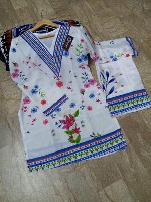 2 Pcs Women's Stitched Printed Co-Ord Set