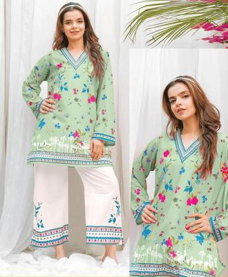 2 Pcs Women's Stitched Printed Co-Ord Set