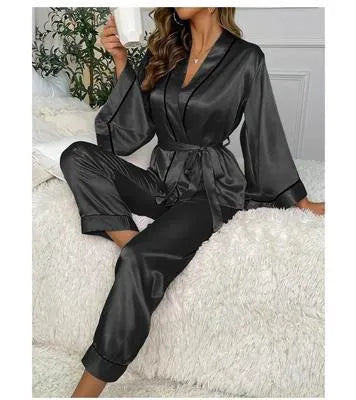 Luxurious Silk Night Suit - 2 Pcs in Elegant Blue | Women's Stitched Comfort