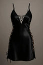 Luxurious Silk V-Neck Nightgown - 1 Pc Women's Stitched Sleepwear in Black