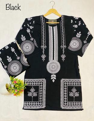 2 Pcs Women's Stitched Linen Block Printed Suit