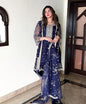 3 Pcs Women's Stitched Fancy Organza Embroidered Suit
