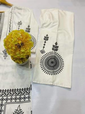 2 Pcs Women's Stitched Linen Block Printed Suit