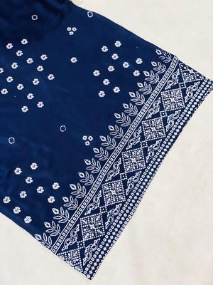 2 Pcs Women's Stitched Linen Block Printed Suit