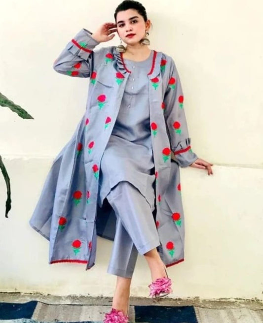 Silk Fancy Gown 3pc (Different colors)