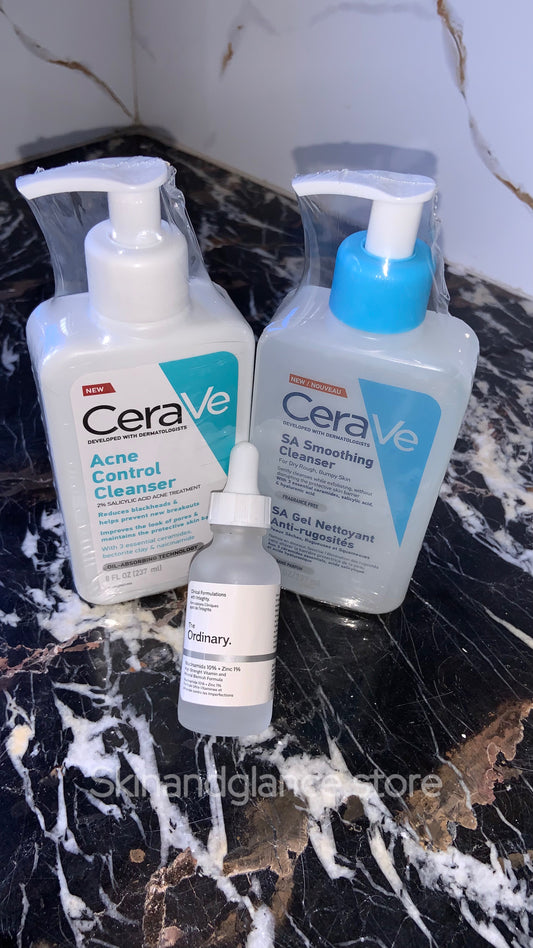 Deal Of 3 (Cerave Acne Control Cleanser, CeraVe SA Smoothning Cleanser and The Ordinary Hyaluronic Acid 2% + B5)