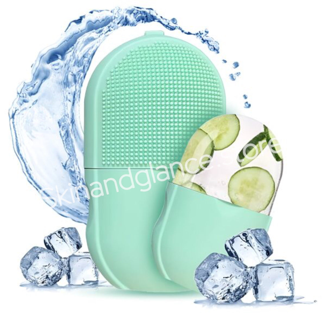 Combo Deal | Ice Roller Facial Massage | Silicone Cleansing Ice Lattice + Silicone Face Mask Brush Applicator (random Color)