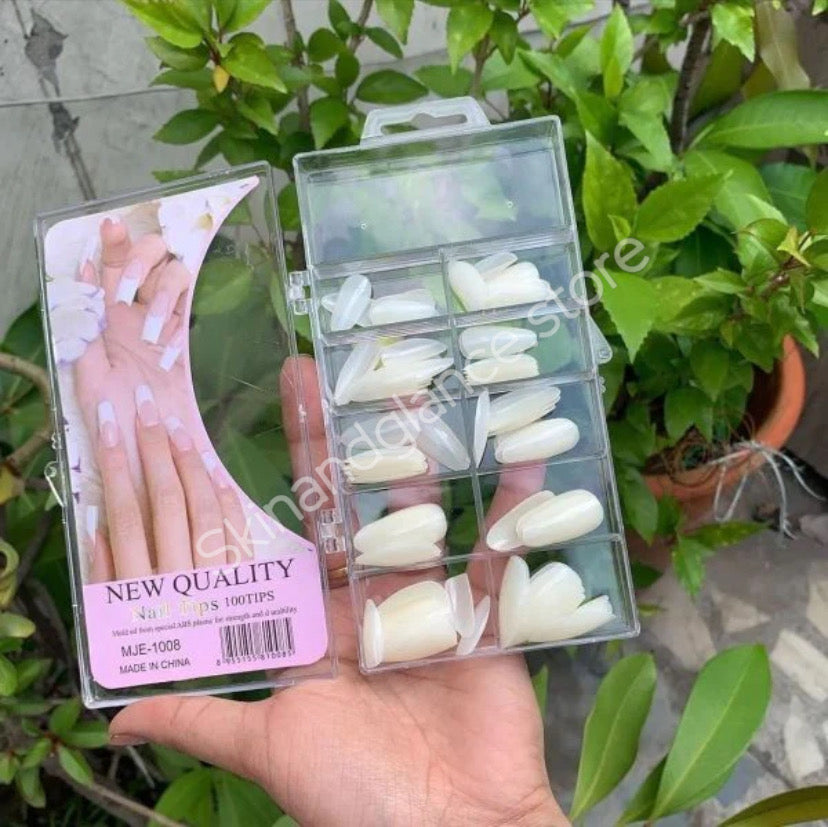 Nail Tips 100 Pcs / Transparent & Natural Color Artificial Nails | Premium Quality Long-lasting Diy False Nails For Elegant