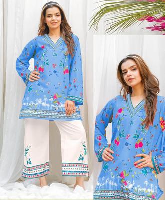 2 Pcs Women's Stitched Printed Co-Ord Set