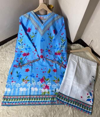 2 Pcs Women's Stitched Printed Co-Ord Set