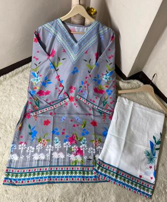 2 Pcs Women's Stitched Printed Co-Ord Set