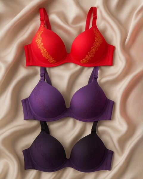 Silk Embroidered Padded Bra For Women – Luxury Undergarment With Soft Silk Fabric, Stylish Embroidery, Comfortable Fit & Everyday Support (random Color)