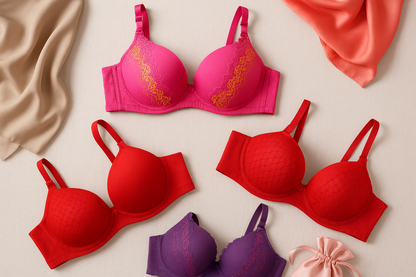 Silk Embroidered Padded Bra For Women – Luxury Undergarment With Soft Silk Fabric, Stylish Embroidery, Comfortable Fit & Everyday Support (random Color)