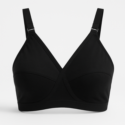Black simple Cotton Bra – Soft 3 Hook Support Bra For Women