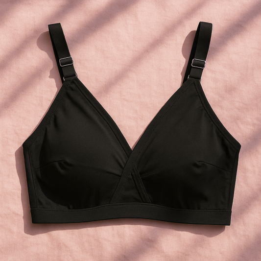 Black simple Cotton Bra – Soft 3 Hook Support Bra For Women