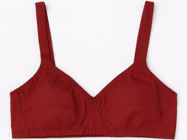 Cotton Sada Bra Pack Of 3 – Mehroon, Black & Skin Color | Comfortable 3 Hook Non-padded Bra For Women
