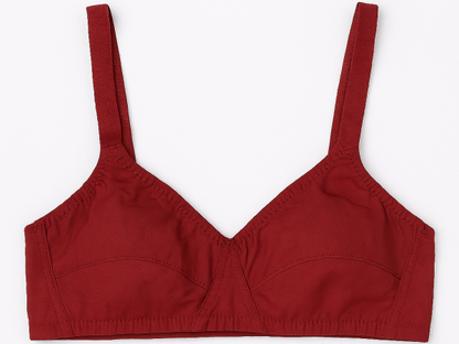 Cotton Sada Bra Pack Of 3 – Mehroon, Black & Skin Color | Comfortable 3 Hook Non-padded Bra For Women