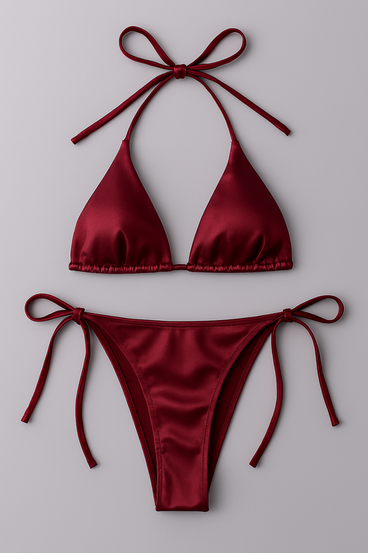 Women’s Bikini Set – Halter Neck Triangle Top & Adjustable Side-tie Bottom | Stylish Swimwear For Beach & Pool