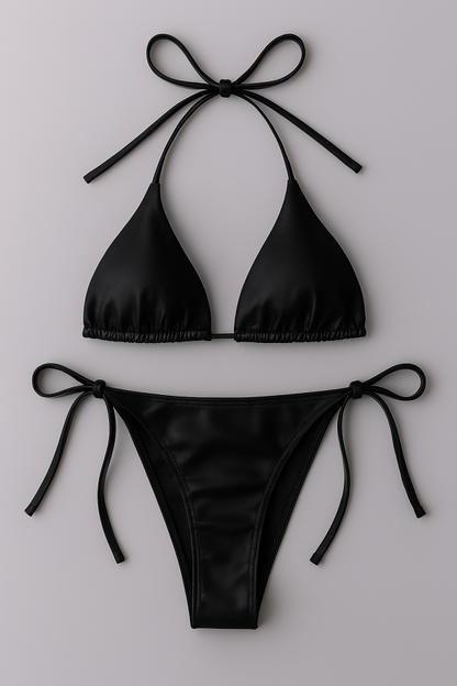 Women’s Bikini Set – Halter Neck Triangle Top & Adjustable Side-tie Bottom | Stylish Swimwear For Beach & Pool