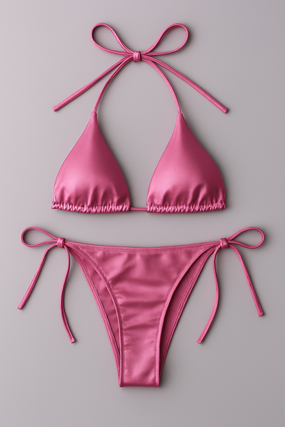 Women’s Bikini Set – Halter Neck Triangle Top & Adjustable Side-tie Bottom | Stylish Swimwear For Beach & Pool