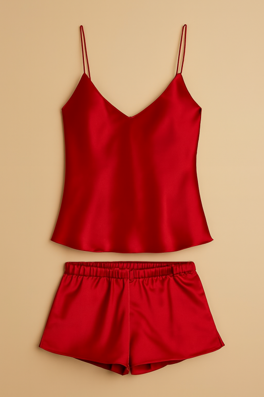 Satin Sleepwear Set – Luxe Camisole & Shorts In Navy, Maroon & Black | Silky Soft, Elegant Fitsatin Sleepwear Set – Luxe Camisole & Shorts In Navy, Maroon & Black | Silky Soft, Elegant Fit