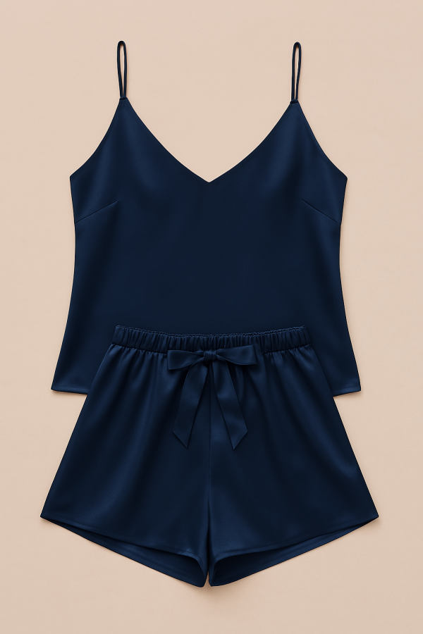 Satin Sleepwear Set – Luxe Camisole & Shorts In Navy, Maroon & Black | Silky Soft, Elegant Fitsatin Sleepwear Set – Luxe Camisole & Shorts In Navy, Maroon & Black | Silky Soft, Elegant Fit